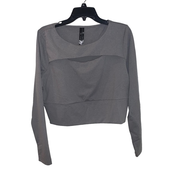 NWT Core IO Gray Open Front Long Sleeve Crop Top Size Extra Large - Picture 1 of 7